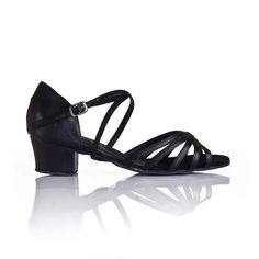 a woman's black shoe with straps