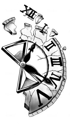 a black and white drawing of a clock with the word time flies on it's face