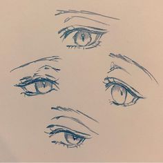 three different types of eyes drawn in pencil