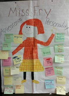 a child's poster with sticky notes attached to it that says, miss fy