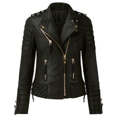 Women Motorcycle Classic Fashion Golden Zipper Leather Jacket Women Motorcycle Classic Fashion Golden Zipper Leather Jacket is one of our signature jackets we offer. A staple that is a must for your closet. The jackets that will leave you in awe for wanting more. Our slim-fit biker jacket range will impress you, with the addition of this Slim Fit Black Red Front Women Motorcycle Classic Fashion Leather Jacket you would love to incorporate this into your wardrobe. Details Style : Motorcycle Color