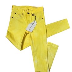 Experience The Comfort And Style Of Rag & Bone High Rise Skinny Jeans. Hand-Dyed In A Vibrant Yellow, These Size 26 Jeans Are Made From High-Quality Denim And Brand New. These Will Be So Fun For Summer! (Does Not Come With Tags) I Have A Size 25 That Still Has Tags (1st Picture Is The Sz 25) Features: Rag & Bone Skinny Jeans Hand Dyed By Me In A Vibrant Yellow Color (Bleach Tie Dye Effect) Brand New, Never Worn (Has Been Washed & Hung To Dry After Dying Process) High-Rise 5 Pocket Design Skinny Leg Machines, Bleach Tie Dye, Blue Dot, Pocket Design, Yellow Color, Rag & Bone, Hand Dyeing, New Color, Red And Blue