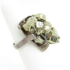 Unique studio modernist brutalist pyrite stone ring sterling one of a kind ring. size 6. . 12 grams. artist marked sterling. face of ring is 20mm by 16mm. circa 1960's. great estate pre-owned condition. Pyrite Ring, Pyrite Stone, Fern Pattern, Poison Ring, All Gems, Antique Engagement, Antique Engagement Rings, Diamond Rings Bands, Pinky Ring