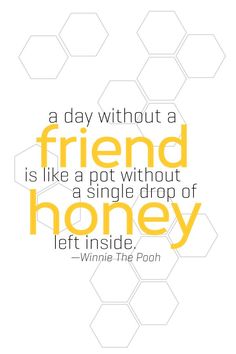 a quote that reads, a day without a friend is like a pot without a honey