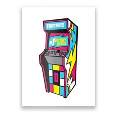 an old school arcade machine with the word fortnite on it's side