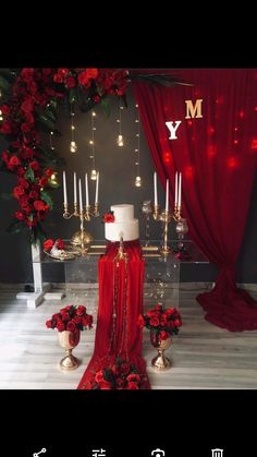 Crazy In Love Party Theme, Red Roses Theme Quincenera, Red Party Themes, Wedding Decoration Idea, Wedding Decorating Ideas, Ideas Wedding Decoration, Decoration Ideas Wedding, Red Decorations, Wedding Decorations Ideas