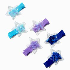 Claire's Club Star Shaker Hair Clips - 6 Pack Hair Bow Clips, Claire's Accessories, Piercing Kit, Fashionable Jewelry, Demi Fine Jewelry, Bow Hair Clips, Bow Clips, Jewelry Cleaner, 6 Packs