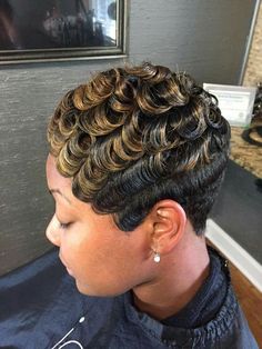 Pin by K. on Jolie Hair Studio | Hair styles, Short relaxed hairstyles, Short sassy hair Short Scrunched Hair, Tonging Hair Styles, Wave Nouveau, Adult Hairstyles, Wave Short Bob, Short Quick Weave Hairstyles