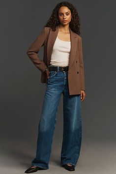 Citizens of Humanity Ayla Crop High-Rise Wide-Leg Jeans Baggy Cuffed Jeans, City Girl Style, Cuffed Jeans, Chino Jeans, Blue Fits, Citizens Of Humanity, 50 Fashion, Bottom Clothes, Leisure Wear