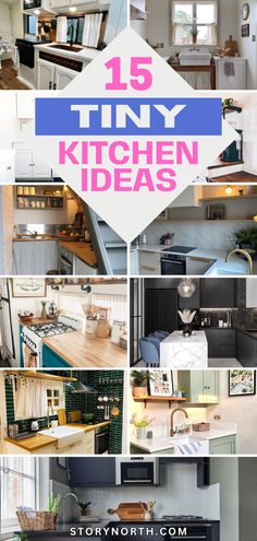 the top ten tiny kitchen ideas in this postcard collage is from story north