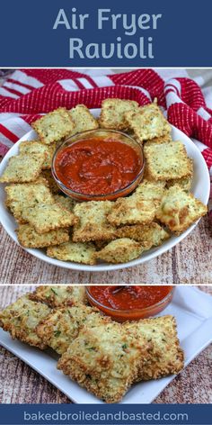 air fryer ravioli with sauce on the side