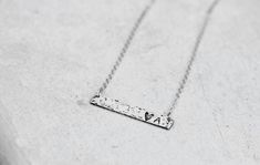 Sterling silver personalized bar necklace, Oxidized silver bar necklace, Heart and initial necklace, Sterling Silver Jewelry Cleaner, Personalized Bar Necklace, Horizontal Bar Necklace, Silver Necklace For Women, Bar Necklace Personalized, Silver Bar Necklace, Heart Flower, Silver Bar, Necklace Heart