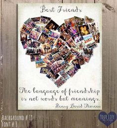 a heart shaped photo frame with the words best friends in it and images of people