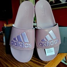 Brand New! Adidas Adilette Comfort Sandals Size : 10 Closed Toe Synthetic Slides, Adidas Non-slip Synthetic Sport Sandals, Purple Synthetic Slides With Round Toe, Non-slip Synthetic Sandals For Spring, Purple Synthetic Slides For Summer, Purple Synthetic Slides For Spring, Purple Slip-on Slides For Summer, Spring Purple Synthetic Slides, Adidas Summer Slide Sandals