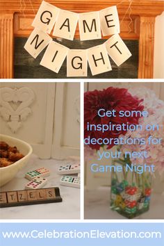 the words game night are spelled out in blocks and letters to spell out their name