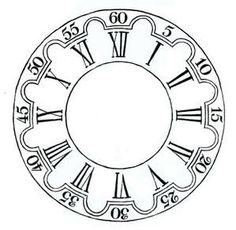 a clock face with roman numerals and numbers in the middle, on a white background