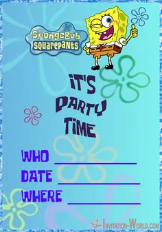 spongebob squarepants it's party time who date where? birthday card