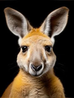 a close up of a kangaroo looking at the camera with an intense look on its face