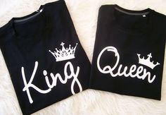 King and Queen t-shirts Roi et reine t-shirt queen by sugararmy46 King And Queen Shirts, Matching Shirts For Couples, King Queen Shirts, Couple T Shirt Design, Shirts For Couples, Queen Tshirt, Queen Shirts, King And Queen