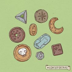 some cookies and doughnuts on a green background