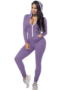 DescriptionMaterial: Polyester. classy high-quality fabric. super soft fabric. lightweight and breathable. good for sleepwear jumpsuit. thermal underwears. or base layers.Features: Long sleeve hoody. Sexy deep v neck. Zipper front with pockets. Bodycon slim bodysuits outfit. Long pants.one-piece jumpsuit. Club outfits for women.Occasion:This sexy one-piece bodycon romper pajama is great for casual. sleeping. daily wear. sport. exercise. fitness. workout. work. running. jogging. yoga. gym. leisur Casual Long Sleeve Stretch Onesie, Athleisure Long Sleeve Jumpsuits For Loungewear, Long Sleeve Stretch Activewear For Leisure, Leisure Long Sleeve Stretch Activewear, Leisure Long Sleeve Activewear With Stretch, Sporty Long Sleeve Jumpsuits And Rompers For Loungewear, Sporty Long Sleeve Jumpsuit For Loungewear, Purple Stretch Jumpsuits And Rompers For Loungewear, Long Sleeve Athleisure Bodysuit For Loungewear