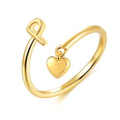 PRICES MAY VARY. Gold Initial Ring: Simple and meaningful design, 26 letters with a dainty heart pendant. If you have been looking for jewelry that can reflect your eternal elegance and add a modern atmosphere to a special day, then these first-letter rings are the answer Adjustable Ring Size: Open design and free size. Gold stackable initial rings have adjustable sizes, and they easily and comfortably fit all finger sizes. Each non-tarnish gold ring is enough to be worn alone as a statement rin Letter Rings, Initial Rings, Gold Initial Ring, Rings Dainty, Meaningful Design, Letter Ring, Knuckle Ring, Ring Simple, 26 Letters