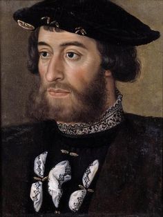 an old painting of a man wearing a black hat with white doves on it