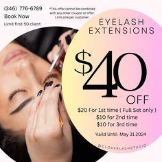 🎉🎉 $𝟒𝟎 𝐎𝐅𝐅 Eyelash Extensions Services 🎉🎉 𝐚𝐭 𝐂𝐥𝐨𝐯𝐞𝐫 𝐋𝐚𝐬𝐡 𝐒𝐭𝐮𝐝𝐢𝐨!🎉 Enjoy $20 OFF your first full set of eyelash extensions with us. But that's not all – come back for more and receive $10 OFF your second visit and another $10 OFF your third visit! 💫 The special offer is only available for the first 50 clients and ends on 05/31. Don't let this opportunity pass you by – book your appointment now to secure your spot and indulge in luxurious lashes that enhance your natural beauty! #eyelash #ey... Lash Studio, Discount Promotion, Book Your Appointment, Grand Opening, Lash Extensions, Eyelash Extensions, Don't Let, Come Back, Special Offer