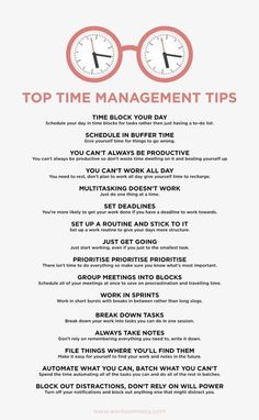 a poster with the words top time management tips