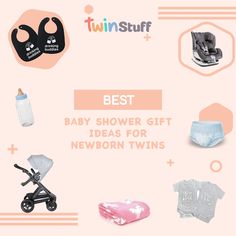 the best baby shower gift ideas for newborn twins is on display in this postcard