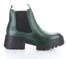 Lug sole love! These chunky attention-grabbing boots feature leather uppers and convenient stretch goring for easy wear. From Fly London. Chunky Ankle Boots, Chunky Block Heels, Fly London, Round Toe Heels, Lug Sole, Easy Wear, Block Heels, Fashion Shoes, Ankle Boot