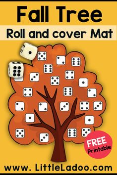 the fall tree roll and cover math game is available for kids to practice their addition skills