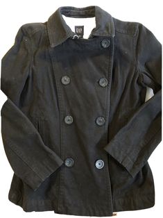 Gap Women's Peacoat Pea Coat Jacket Black S Small Classic Brushed Cotton Lined. Condition is "Pre-owned". Shipped with USPS Mail or FedEx depending on zip code. Winter Cotton Outerwear With Double-breasted Button, Gap Spring Outerwear With Snap Buttons, Fitted Gap Outerwear With Button Closure, Black Gap Outerwear For Work, Gap Winter Outerwear With Buttons, Long-sleeved Outerwear With Snap Buttons From Gap, Gap Long Sleeve Outerwear With Snap Buttons, Gap Black Spring Outerwear, Spring Black Outerwear By Gap