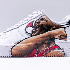 Michael Jordan Air Force 1 Custom Costume Nike, Jordan Air Force 1, Painting Shoes, Jordan Air, Custom Painting, Shoe Design