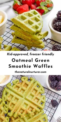 kids approved, freezer friendly oatmeal green smoothie waffles