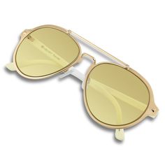 Style: V732GD50 Frame: Gold Lens: Light Yellow Size: Medium (55mm X 17mm X 140mm) Imported The Velvet® "Jesse" is a modified medium size aviator with plastic temples for a super comfy fit. The shape is slightly more round on the bottom so it's a great style for Oval, Square, and Heart Face shapes. This Jesse is featured in gold with a light yellow lens for those trendy days or nights! 100% UV Protection All Velvet sunglasses come with a Velvet "Love it or Return it" Guarantee! Have a Question? G West Brook, Aviators Women, Heart Face, Heart Face Shape, Gold Light, Sunglasses & Glasses, Light Yellow, Comfy Fits, Medium Size