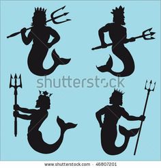 the silhouettes of mermaids in different poses