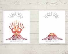 two cards with hand prints on them and the words, you're always there