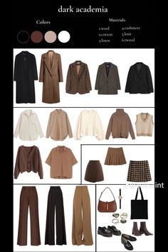 Minimalist Wardrobe Capsule, 00s Mode, Dark Academia Outfits, Capsule Wardrobe Women, Dark Academia Outfit, Chique Outfit, Academia Outfits