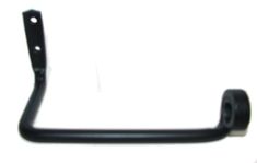 a black handle on a white background