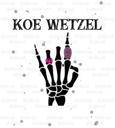 a black and pink hand with the words koe wetel on it