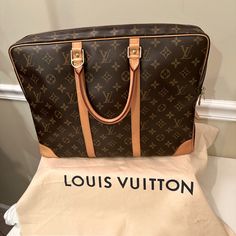 Very Few Minor Wear On Leather, See Photos. No Inside Peeling Very Clean. No Odors. Authentic Guaranteed. Inside Has One Large Pocket With Zipper And 4 Open Pockets, 2 Pen Loops. Pre-Loved By Me. A Collectors Piece,It Is No Longer Being Made Or In The Stores. Vintage Monogram, Vintage Louis Vuitton, Louis Vuitton Bag, Dust Bag, Bag Lady, Louis Vuitton, Monogram, Leather