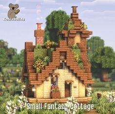 the small cottage is made out of bricks and has plants growing on it's roof