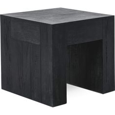 a black wooden table with one section cut out to show the top and bottom part