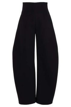 A rounded tailored trousers feature a high-rise and relaxed fit. they showcase side panels that lend a modern twist resulting in a chic balloon effect that sets them apart from the ordinary. High-rise Black Pants With Contrast Stitching, Luxury Wide Leg Washed Black Pants, Black High-cut Leg Elastane Pants, Luxury Pants With 4-way Stretch And Straight Hem, Avant-garde Black Trousers, Army Cargo Pants, Denim Hat, Patagonia Womens, A Perfect Circle