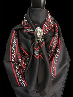 Silk Scarf Wild Rags Black Bandana 8mm Scarf Slides are sold separately. Black Bohemian Scarves With Bandana Print, Adjustable Black Bandana, Black One Size Bandana Scarf, One Size Black Bandana Scarf, Black One-size Bandana, Bandana Tutorial, Scarf Slides, Wild Rags, Cowboy Stuff