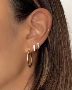 Gold Earring Stack, Face Tattoos For Women, Earring Stack, Piercing Inspo, Fancy Things, Face Tattoos, Ear Stack, Layered Jewelry