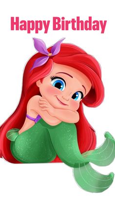 ariel from the little mermaid with her name on it's back and words happy birthday