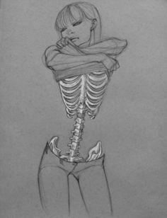 a drawing of a woman with her back turned to the camera, holding her hand on her hip