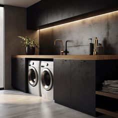 a washer and dryer in a modern kitchen